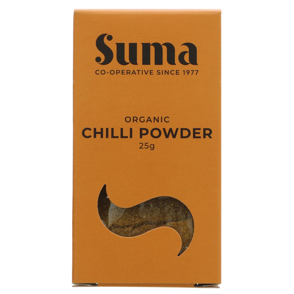 Suma's Organic Hot Chilli Powder - add heat to your dishes! Organic, Vegan, and VAT-free.