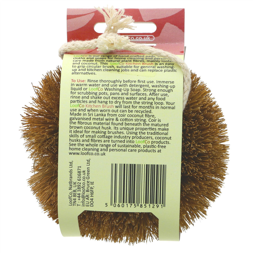 Eco-friendly LoofCo Kitchen Brush - tough cleaning with coconut fibre bristles. Easy grip & vegan. Part of our brushes collection.
