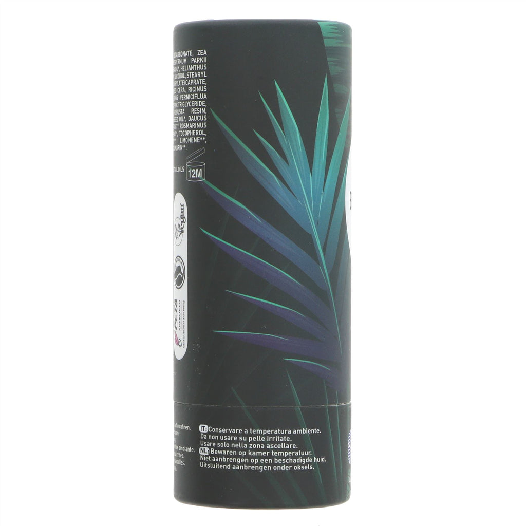 Organic, Vegan soda deodorant in Green Fusion - stay fresh all day with natural ingredients, gentle on skin and the environment. Plastic-free packaging.