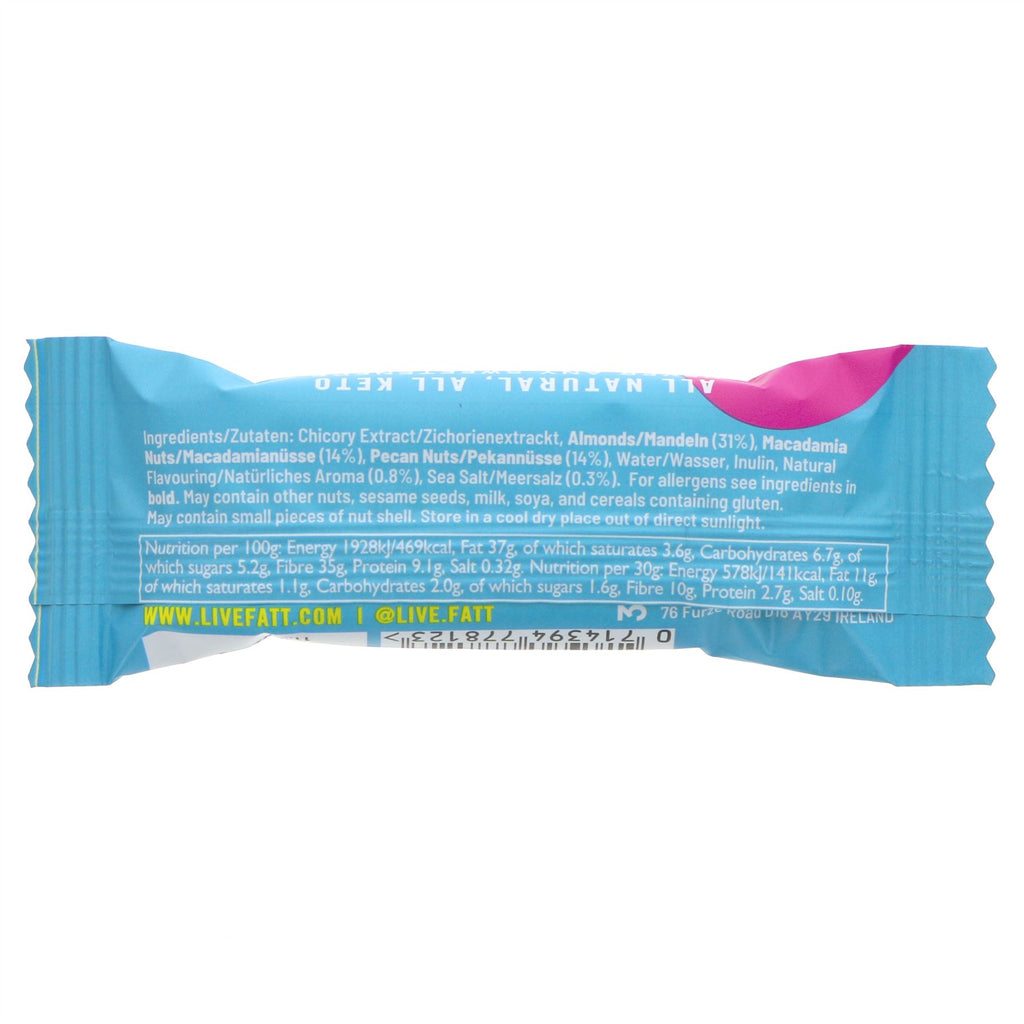 Low carb vegan Fatt Caramel + Sea Salt Bar | 30g | Clean fuel for mental clarity and sustained energy