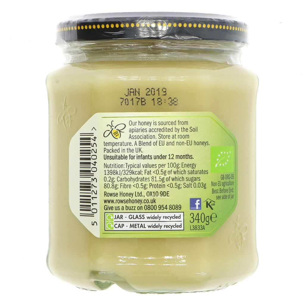 Rowse Organic Honey Set - Pure, Delicious, Trusted Honey. Perfect for Toast & Desserts. 340G.