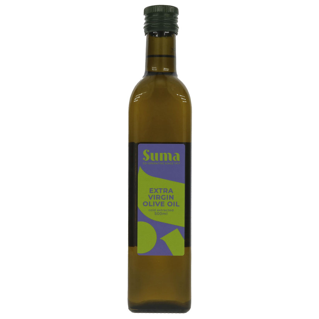 Suma Extra Virgin Olive Oil - perfect for dressings, dips & salads. Made from European olives, this vegan oil is a must-have in your kitchen.