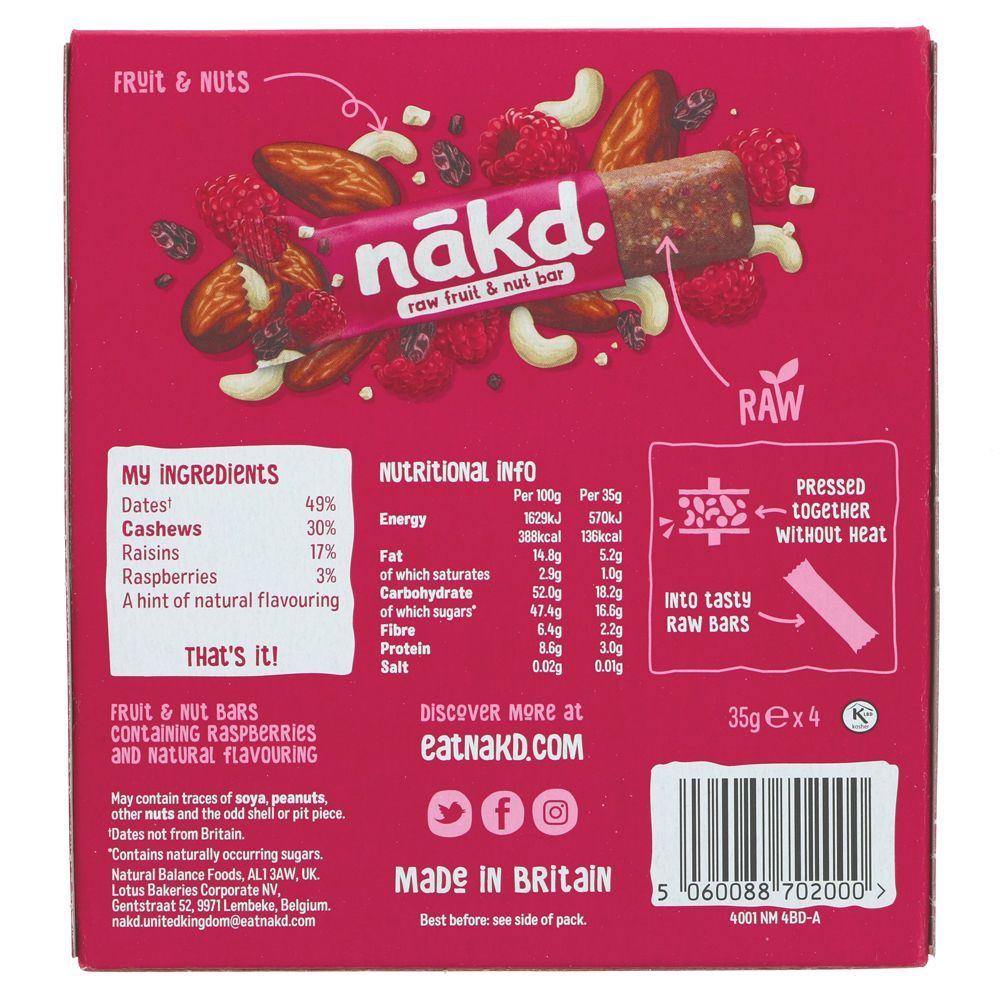 Nakd Berry Delight Multipack - Raw, Wholefood, Gluten-Free, Vegan Snack. Perfect On-The-Go or With Your Favourite Recipe.