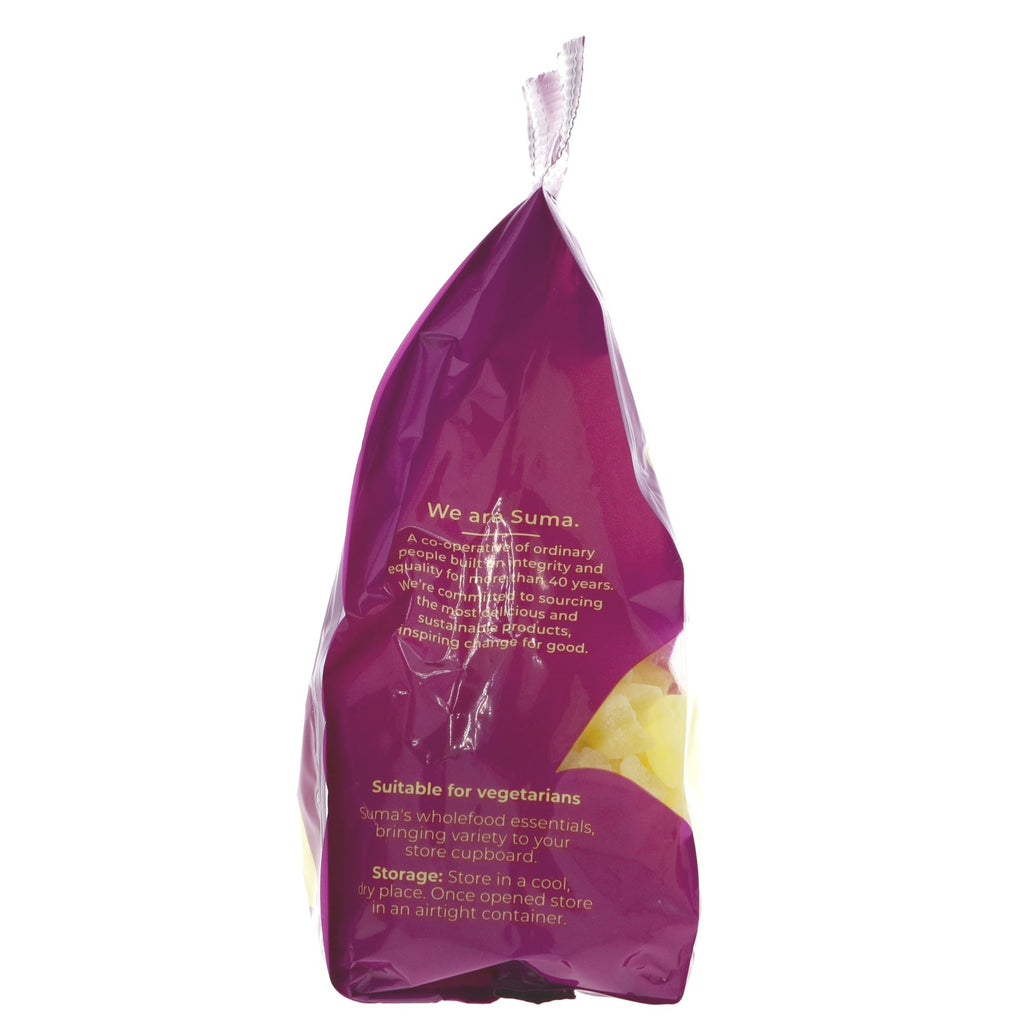 Suma's Crystallised Pineapple - vegan & no added sugar, perfect for snacking or recipes. 250g. Contains nuts.