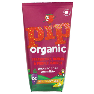 Pip Organic | Strawberry & Banana Smoothie - With Purple Carrot Juice | 4 x180ml