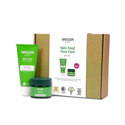 Transform your skin with Weleda's Skin Food Face Gift Set. This vegan duo includes a nourishing day cream and refreshing cleansing balm.