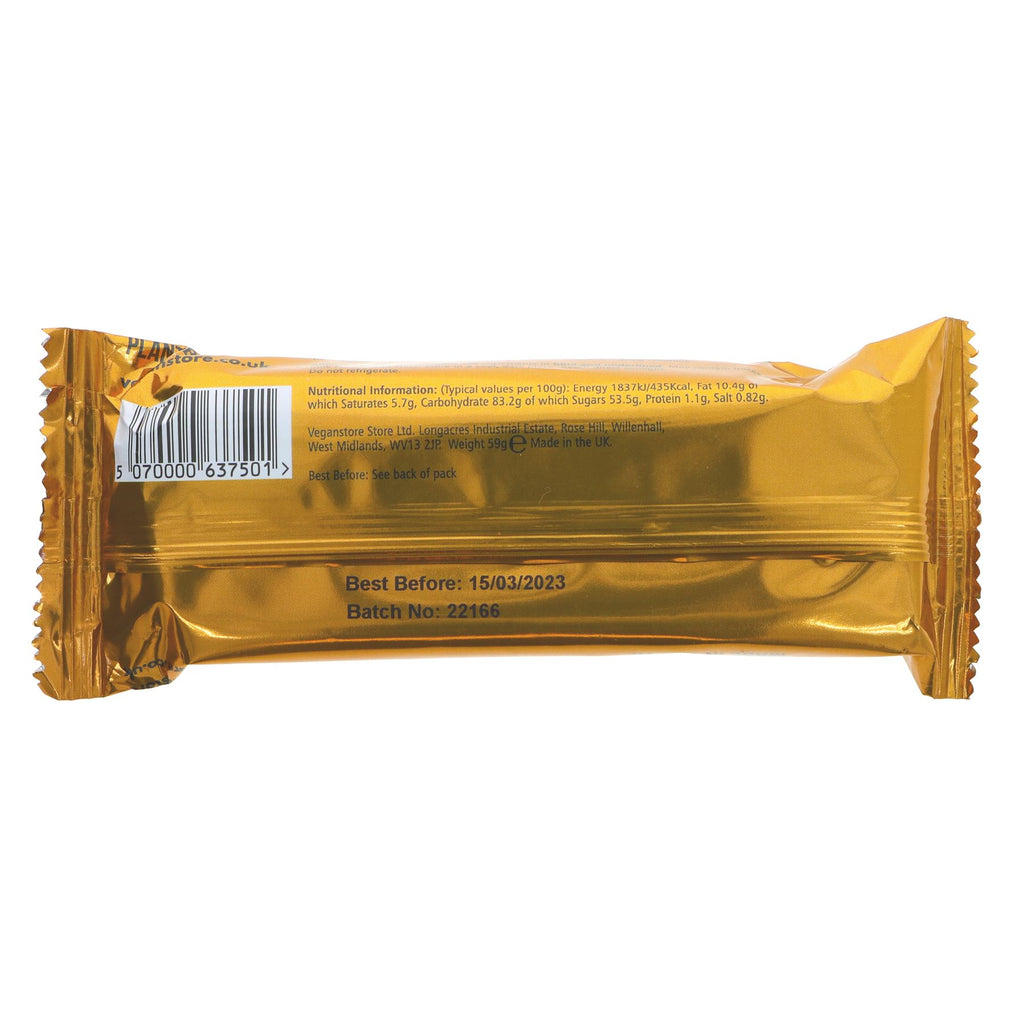 Vegan Store's Milk Golden Crunch Bar: Creamy, Crunchy, Vegan & No Added Sugar. Perfect for snacking or after meals.