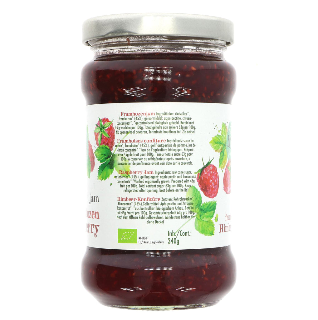Organic Raspberry Jam - No Added Sugar, Vegan - by Bionova - 340G