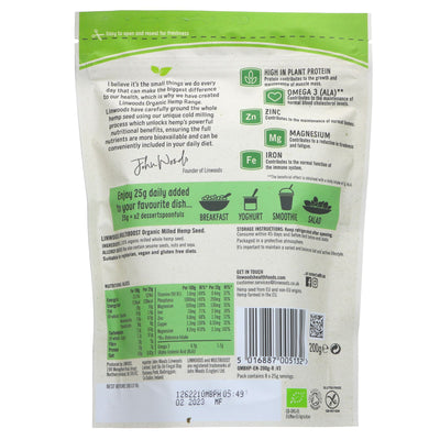 Linwoods Milled Hemp - Plant protein & omega 3 superfood for yoghurt, fruit, smoothies, soups & breakfast. Gluten-free, organic & vegan.