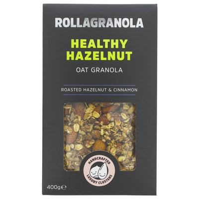 Indulge in the irresistible taste of Rollagranola's Healthy Hazelnut Granola. Handmade with expertise in the UK, this artisan granola is gluten-free, vegan, and has no added sugar. Packed with roasted hazelnuts, almonds, and brazils, it's a nut lover's dream. Sweetened with dates and enhanced with Himalayan pink salt, this 100% natural granola is bursting with energy. Enjoy it on its own or sprinkle it over your favorite yogurt or smoothie bowl for a delightful crunch.