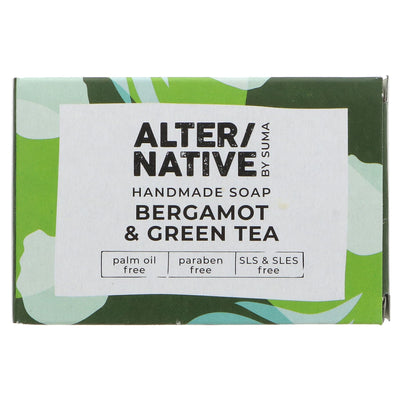 Vegan Bergamot & Green Tea Soap with Exfoliating Green Tea Leaf. Handmade & Cruelty-Free. Planet-Friendly. By Alter/Native.