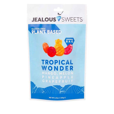 Indulge in the tropical paradise of Jealous Sweets' Tropical Wonder Share Bag. These gluten-free & vegan sweets are a plant-based delight, perfect for vegans and vegetarians. With natural flavourings & no palm oil, they're a guilt-free treat for all.