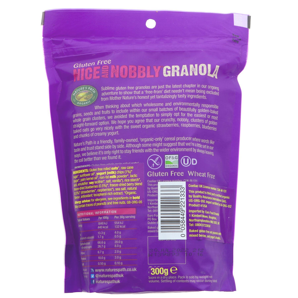 Gluten-free, organic mixed berry granola by Nature's Path. Perfect snack or wholesome breakfast. No VAT.