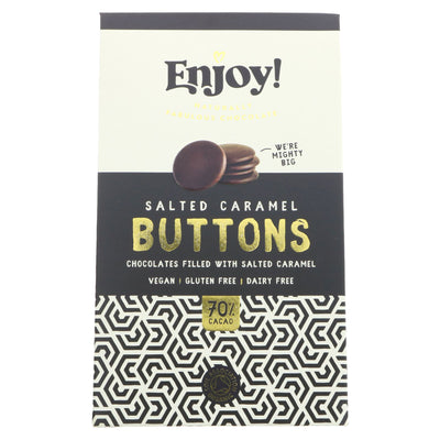 Enjoy Raw Chocolate | Salted Caramel Filled Chocolate Buttons | 96G