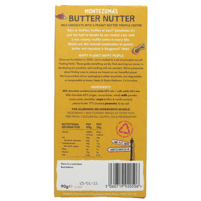 Montezuma's Butter Nutter Truffle Bar - creamy, rich, guilt-free treat with no added sugar.