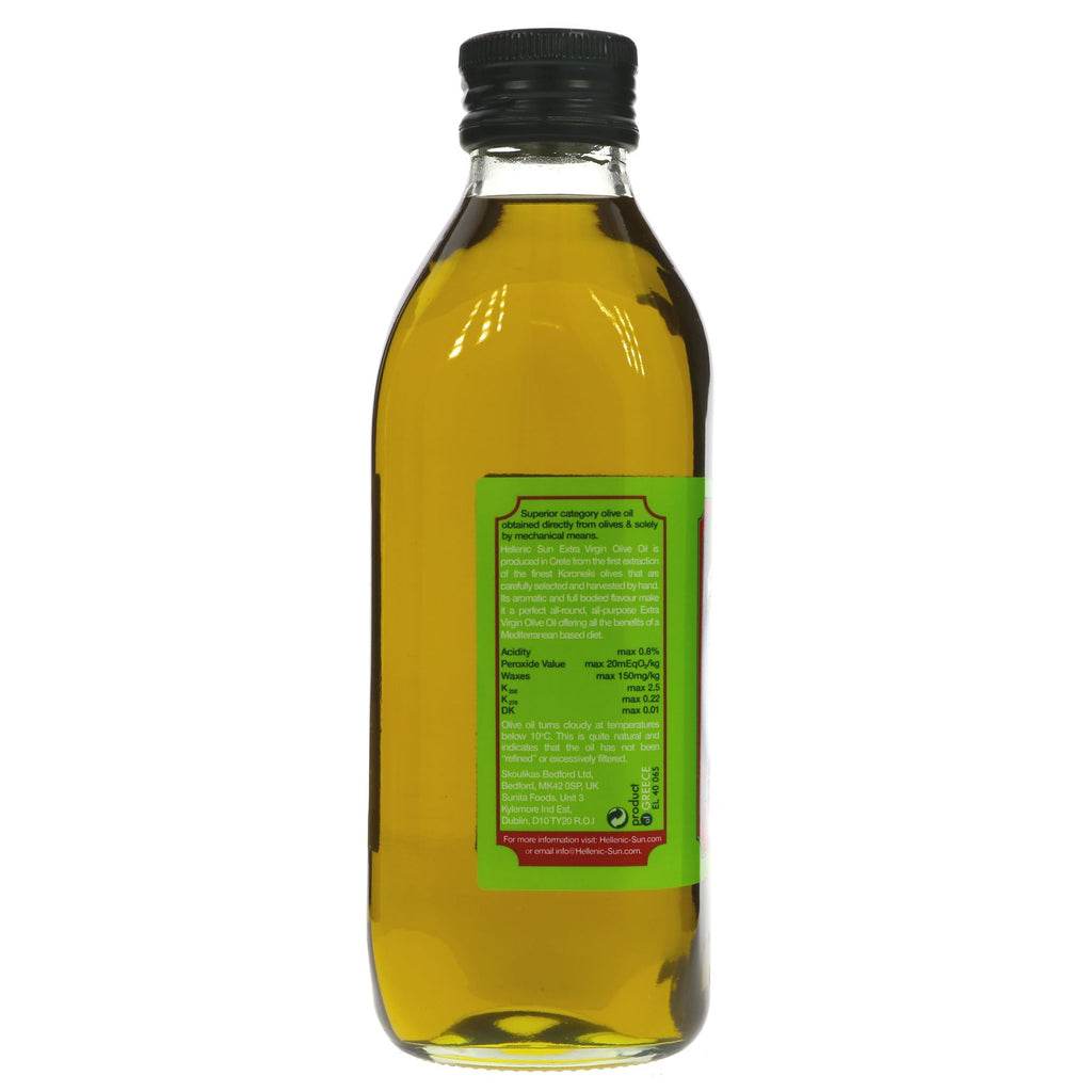 Hellenic Extra Virgin Olive Oil - 500ml. Perfect for salads, cooking, and dipping. Vegan. No VAT.