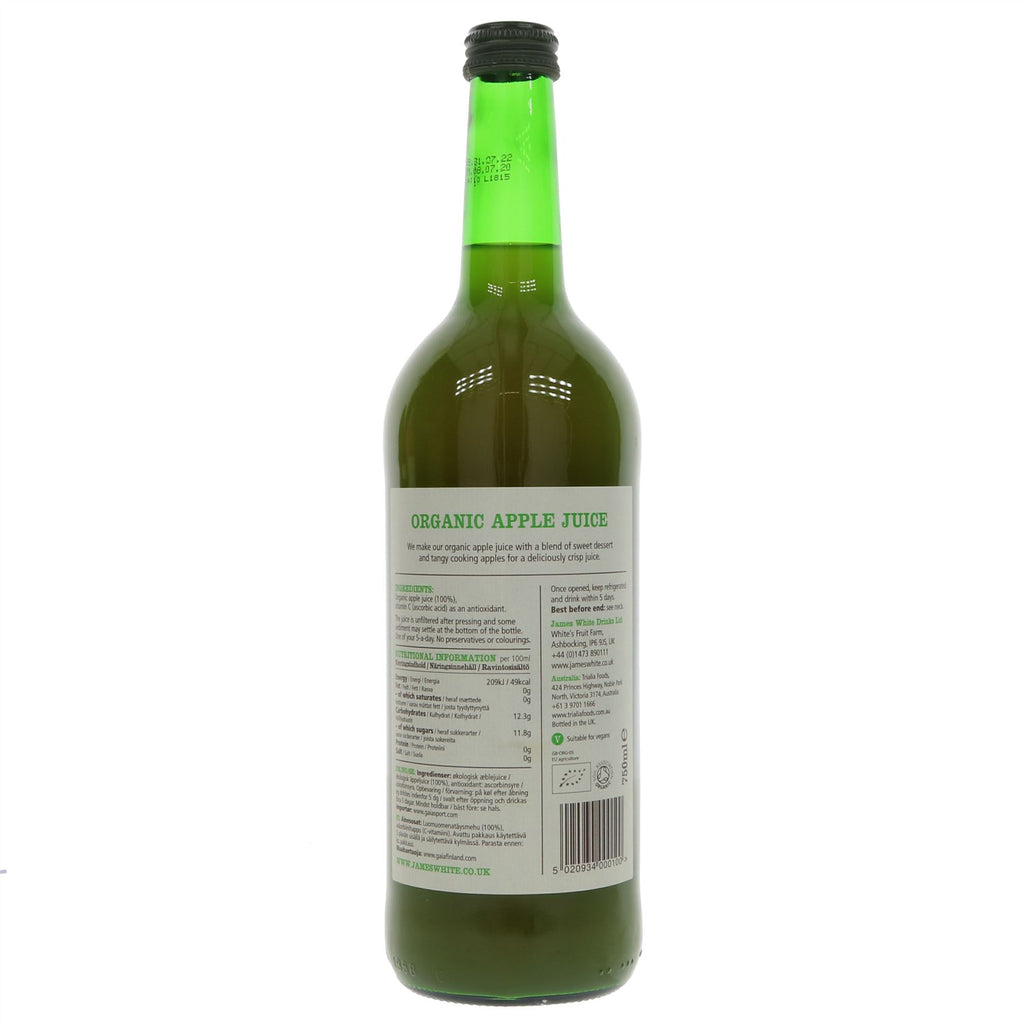 James White Organic Apple Juice - deliciously crisp and vegan! 750ML