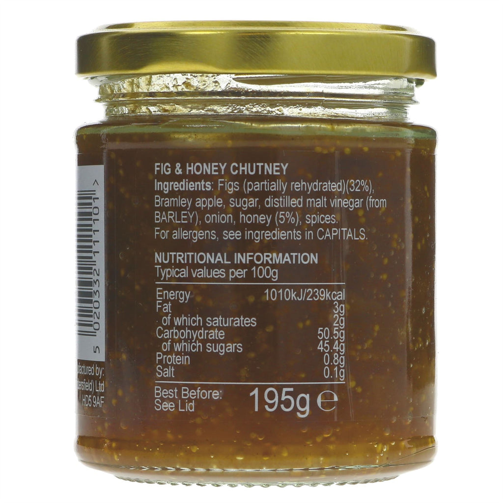 Shaws Fig & Honey Chutney - Sweet and gluten-free, pairs perfectly with cheese or meats. Great Taste Award Winner!