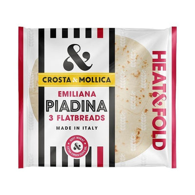 Piadina Emiliana by Crosta & Mollica: Vegan flatbread with authentic Italian flavors. Perfect for pairing with your favorite fillings.