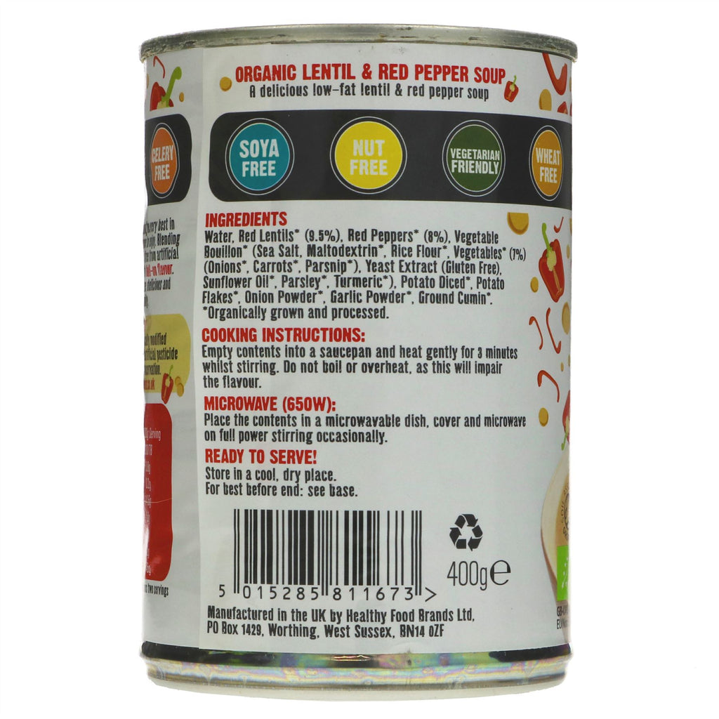 Gluten-free & vegan Lentil & Red Pepper Soup - Org by Free & Easy. Made w/ organic ingredients, perfect for a hearty meal.