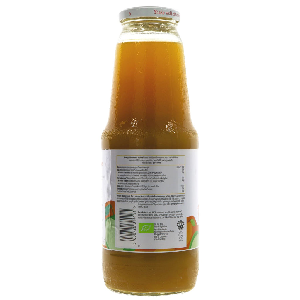 Biona Peach, Apricot & Apple Juice - Organic & Vegan - 1L - Enjoy sweet & tangy flavors anytime, perfect with any meal.