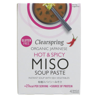 Clearspring | Hot & Spicy Miso Soup Paste - With Sea Vegetables | 4 x 15g