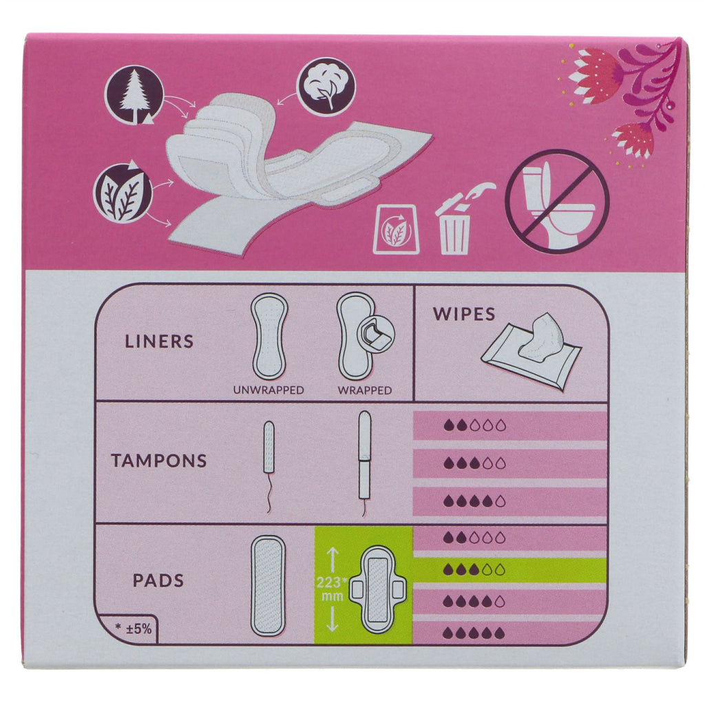 Natracare Ultra Extra Pad Normal - Wings: Organic, Chemical-Free, Vegan, Eco-Friendly & Sustainable