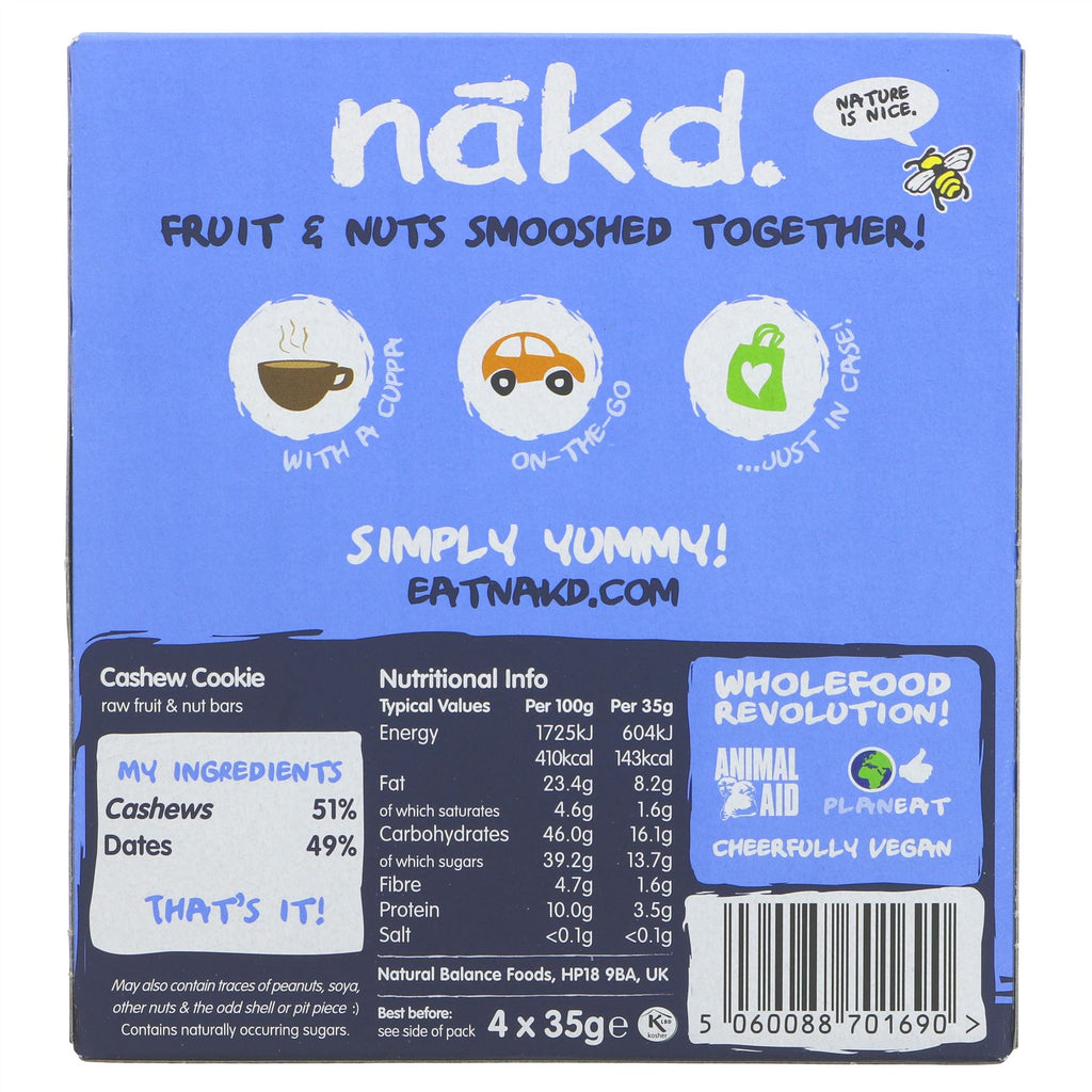 Nakd Cashew Cookie Multipack - Vegan and Gluten-Free Snack made with just Cashews and Dates. No Artificial Preservatives or Sugary Syrups.