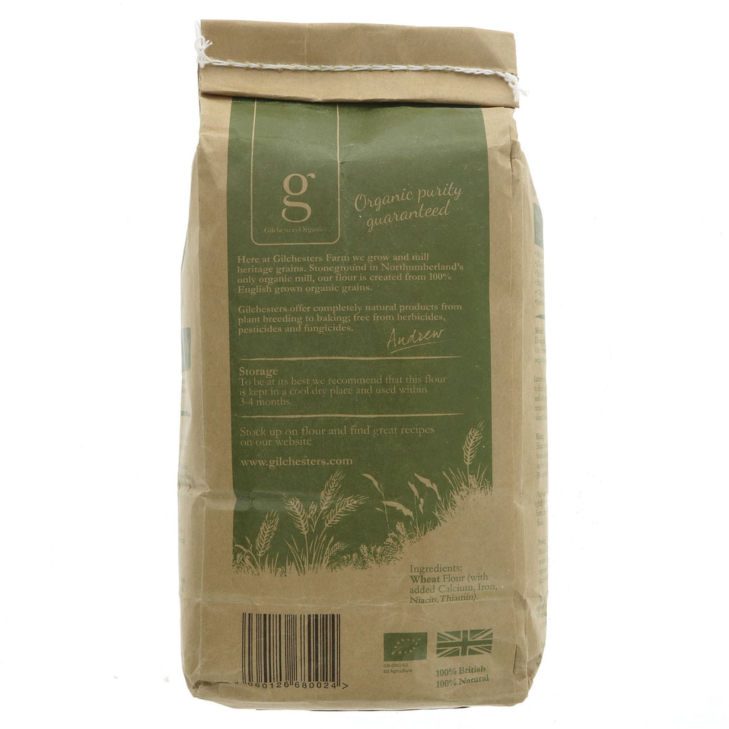 Gilchesters Organics Strong White Wheat Flour - Organic, Vegan, Stoneground | Ideal for perfect loafs - recipes on the bag.