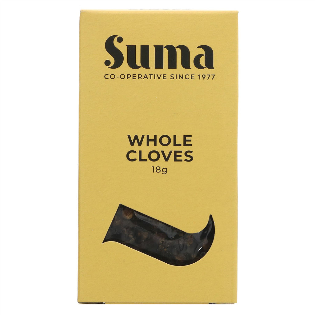 Suma's vegan cloves add warmth & sweetness to your meals. Perfect for cooking or baking. No VAT charged. Part of Superfood Market's Whole Spices collection.