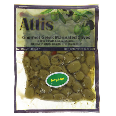 Attis Gourmet | Aegean - Pitted Green Olives | 400G