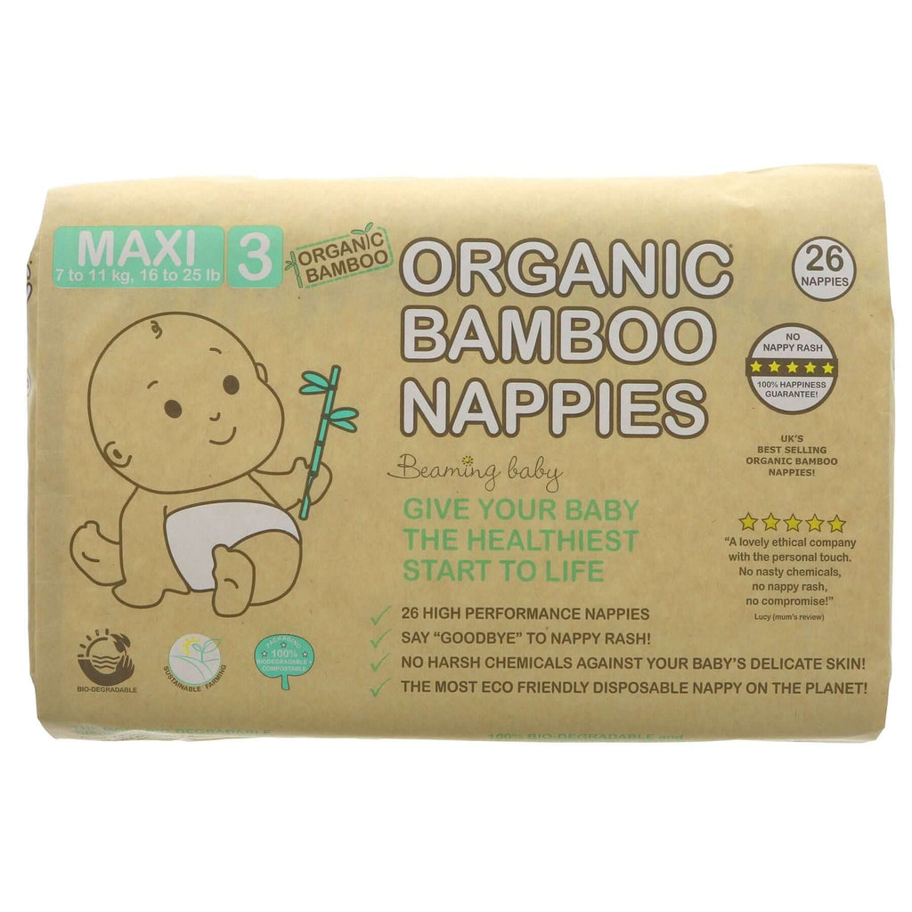Beaming Baby | Organic Bamboo Nappies Size 3 - 7-11kg, 26 pcs/bag | 26