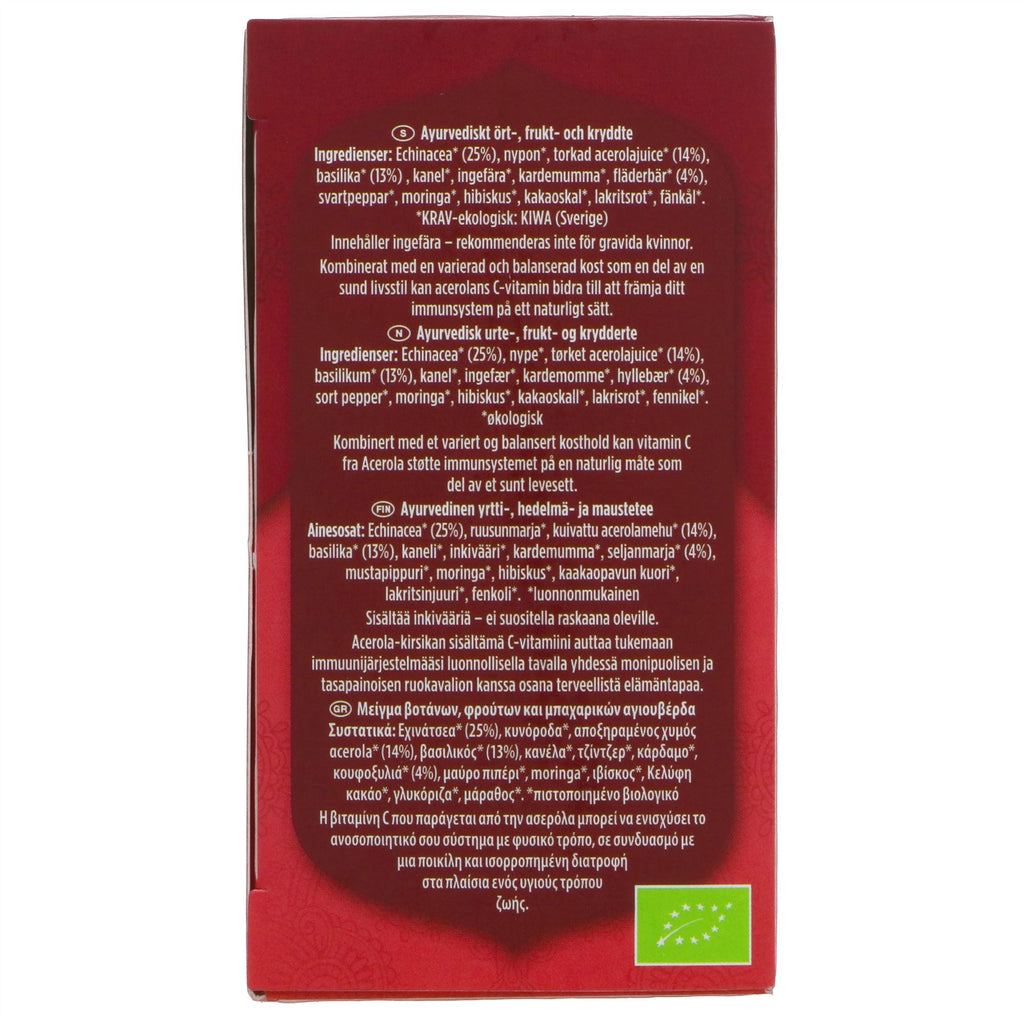 Yogi Tea Immune Support - Organic, Vegan Tea: Echinacea, Elderberry & Cherry - 17 bags.
