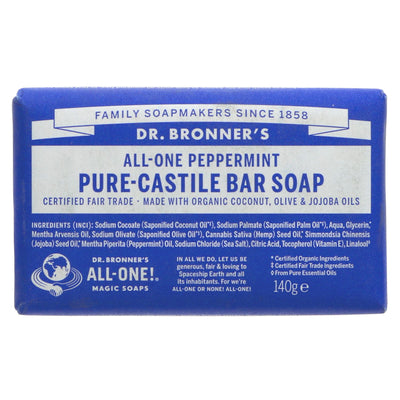 Dr Bronners | Peppermint Castile Bar Soap | 140g