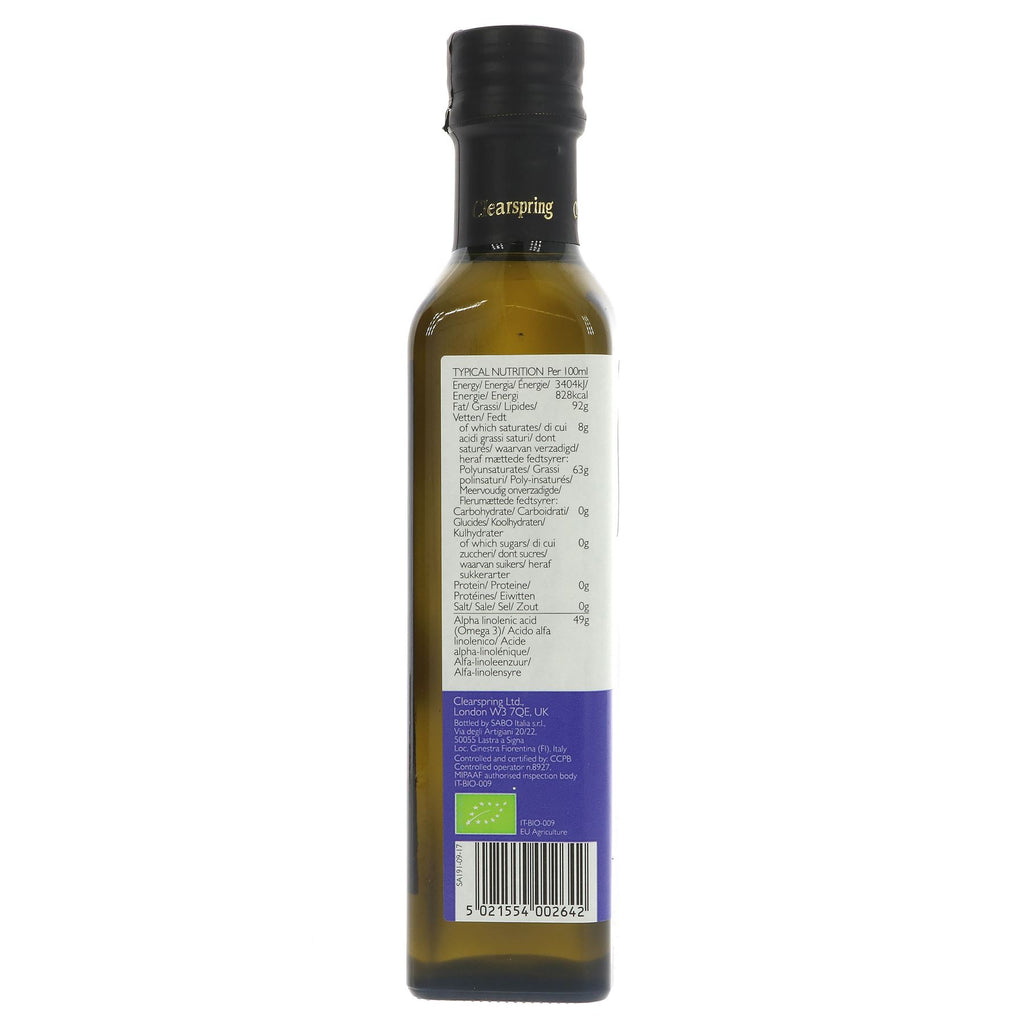 Clearspring Organic Flax Oil: vegan-friendly source of omega-3 alpha-linolenic acid, made from 100% European organic flaxseeds.
