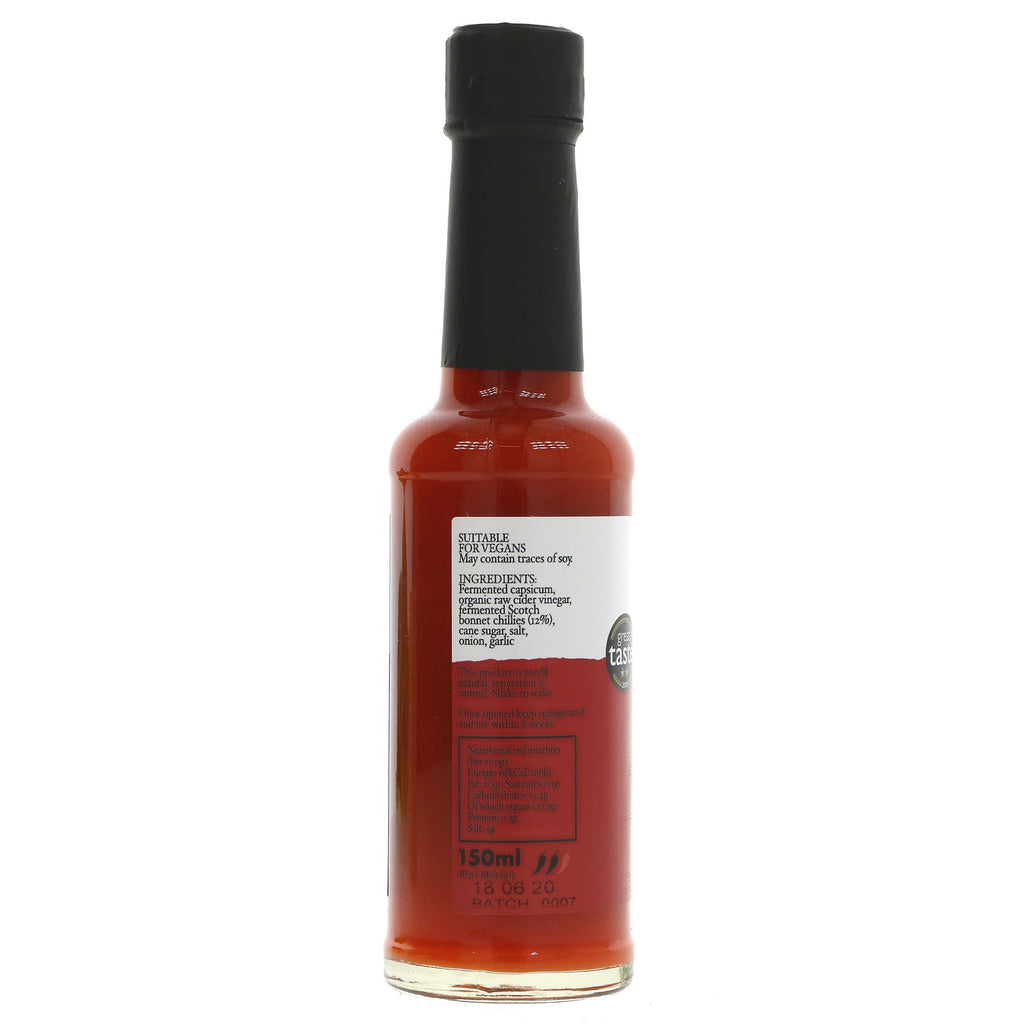 Vegan Scotch Bonnet Hot Sauce - No Added Sugar - Fermented for Intense Flavor - 150ml