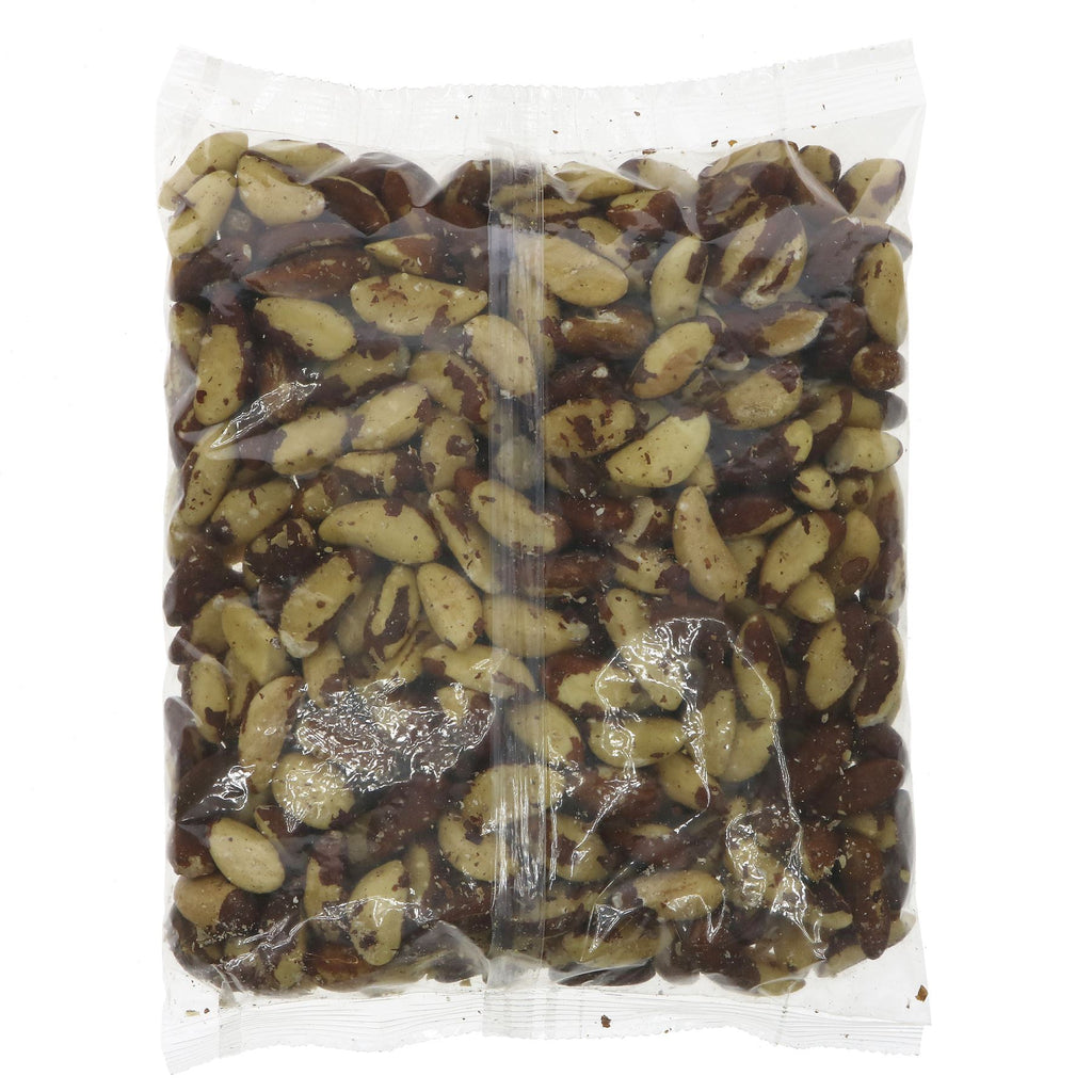 Organic Vegan Brazil Nuts - perfect for snacking or cooking sweet and savory dishes. Contains nuts.