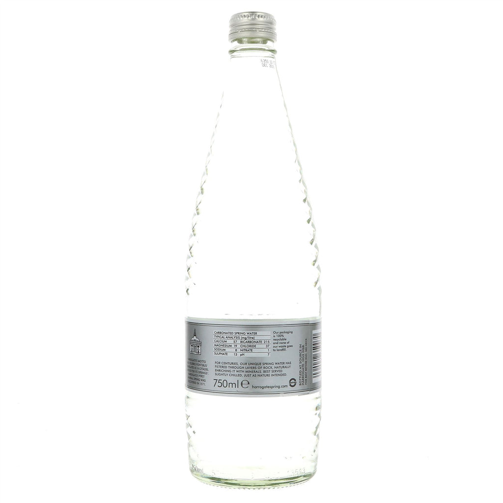 Sparkling Harrogate Spring Water - Vegan, 750ml Glass Bottles, sourced from original British spa town, perfect balance of minerals, purity & taste.