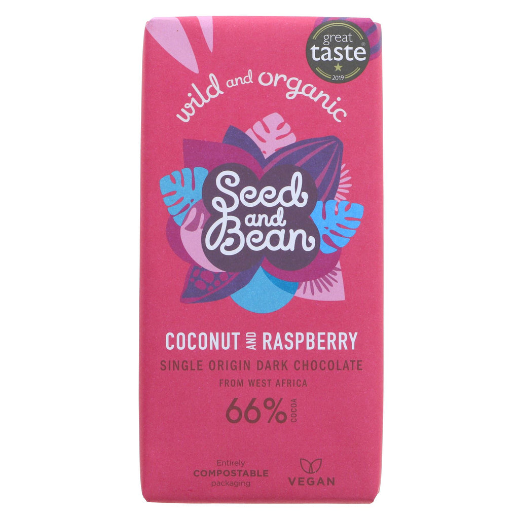 Organic Seed & Bean Company | 66% Dark, Raspberry & Coconut | 75g